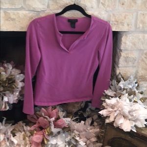Hot pink long sleeve V neck - express